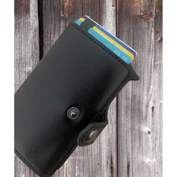 Portefeuille Barrière RFID Metal & Cuir PU Noir