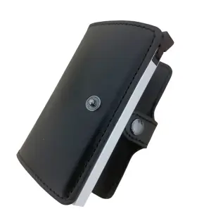 Portefeuille Barrière RFID Metal & Cuir PU Noir