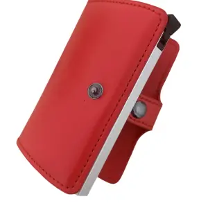 Portefeuille Barrière RFID Metal & Cuir PU Rouge