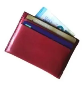 Protège CB Barrière RFID 4 cartes Cuir Rouge