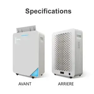 ASSAINISSEUR D'AIR LEVANTE 720M3/H, PURIFICATION MIXTE FILTRE HEPA H13 ET LAMPE UV 254nm