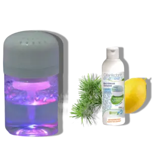 KIT COMPOSE D'UN PURIFICATEUR D'AIR PORTABLE ALIZE POUR VOITURE  ET UN DESINFECTANT DYNAMISANT CONCENTRE 125ML