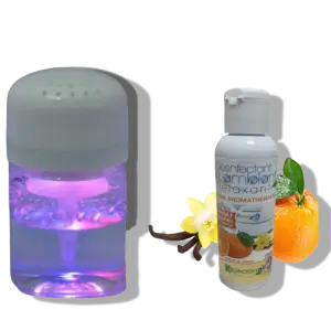 KIT COMPOSE D'UN PURIFICATEUR D'AIR PORTABLE ALIZE POUR VOITURE  ET UN DESINFECTANT RELAXANT CONCENTRE 125ML