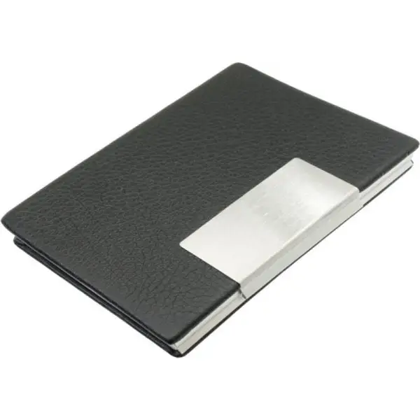 Porte cartes Barrière RFID Aluminium & Simili cuir noir