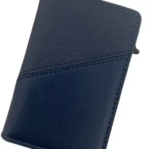 Portefeuille Barrière RFID Métal & Cuir PU  PATCHWORK BLEU MARINE