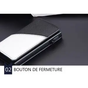 Portefeuille Barrière RFID Métal & Cuir PU PATCHWORK BLEU MARINE