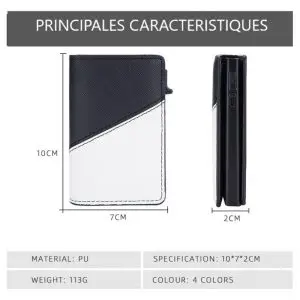 Portefeuille Barrière RFID Métal & Cuir PU PATCHWORK BLEU MARINE