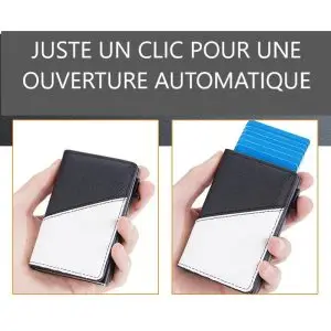Portefeuille Barrière RFID Métal & Cuir PU PATCHWORK BLEU MARINE