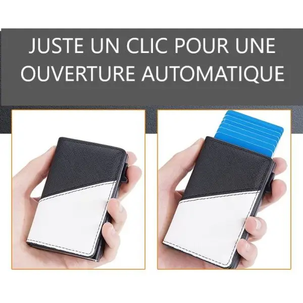 Portefeuille Barrière RFID Métal & Cuir PU PATCHWORK BLEU MARINE