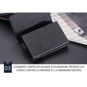 Portefeuille Barrière RFID Métal & Cuir PU PATCHWORK BLEU MARINE