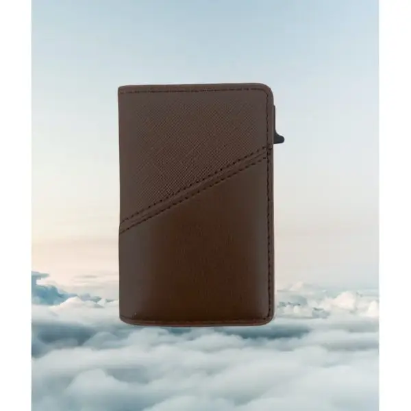 Portefeuille Barrière RFID Métal & Cuir PU PATCHWORK COCOLAT