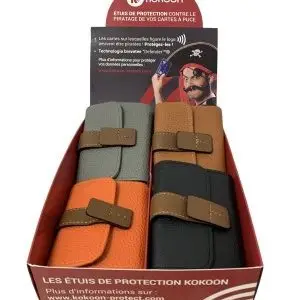 Présentoir 8 portefeuilles cuir PU accordéon 12 poches anti RFID