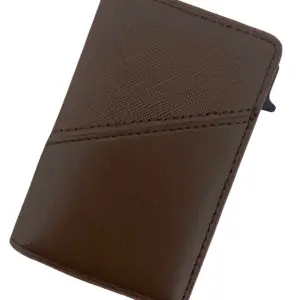 Portefeuille Barrière RFID Métal & Cuir PU  PATCHWORK CHOCOLAT