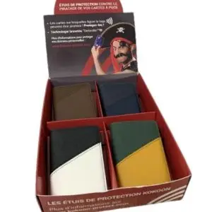 Présentoir 8 portefeuilles patchwork avec boitier  anti RFID