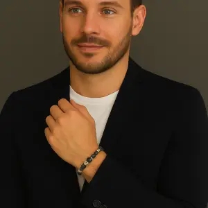 BRACELET HOMME JASPE KAMBABA ET JASPE DALMATIEN