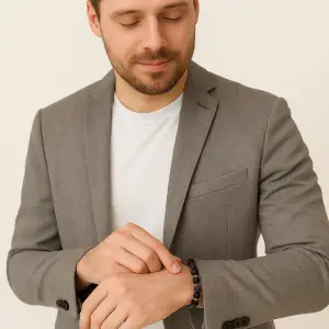 BRACELET HOMME « SHUNGITE + QUARTZ FUME+ AMETHYSTE »