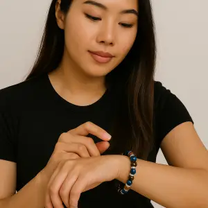 BRACELET FEMME ŒIL DE TIGRE, ŒIL DE TAUREAU & ŒIL DE TIGRE BLEU