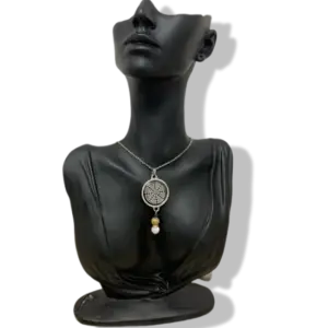 Collier Anti Ondes avec pendentif métal et pierres Jaspe Paysage et Howlite