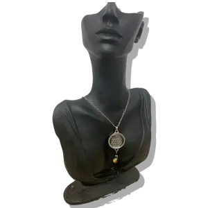 Collier Anti Ondes avec pendentif femme métal et pierre Œil de Tigre et Hématite